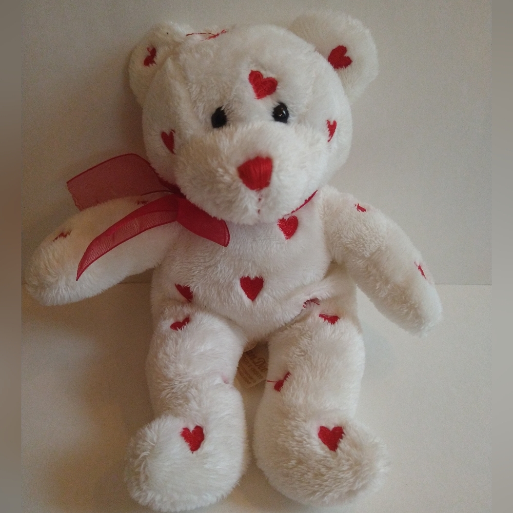 Dan Dee Red and White Valentine's Teddy Bear 9" Plush Stuffed Animal